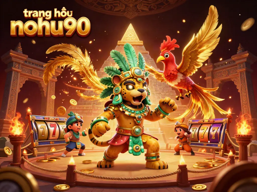 Experience the lively atmosphere of trang chủ nohu90 with vibrant characters, slot elements, and dynamic casino action.