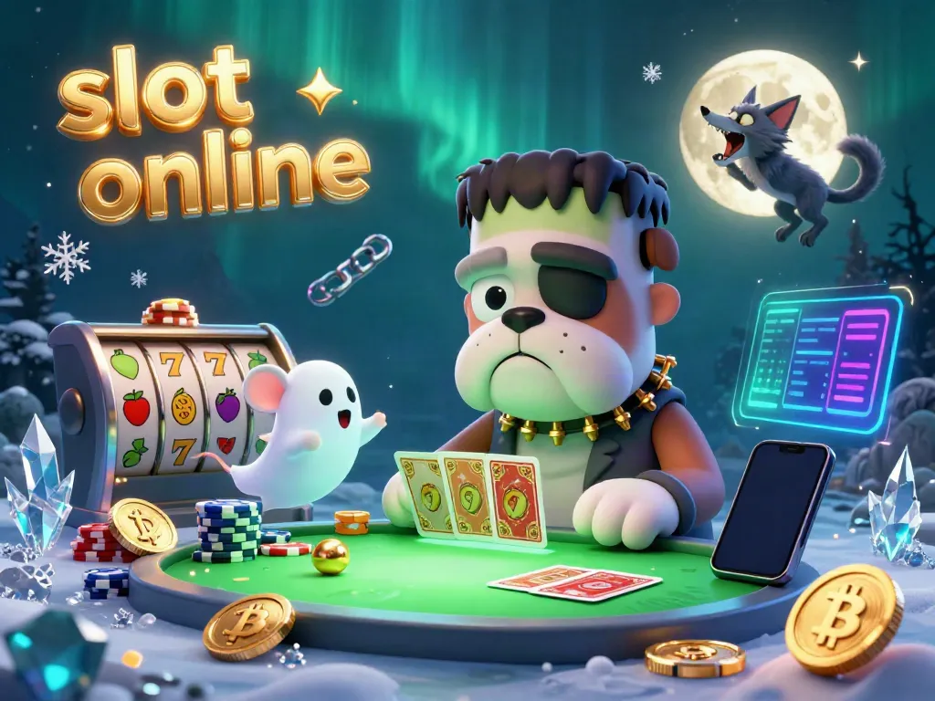 Spin and win at slot online with this lively 3D illustration featuring a unique casino scene.