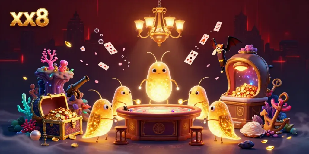 Immersive xx8 underwater casino with glowworm lights, vibrant games, and engaging elements.