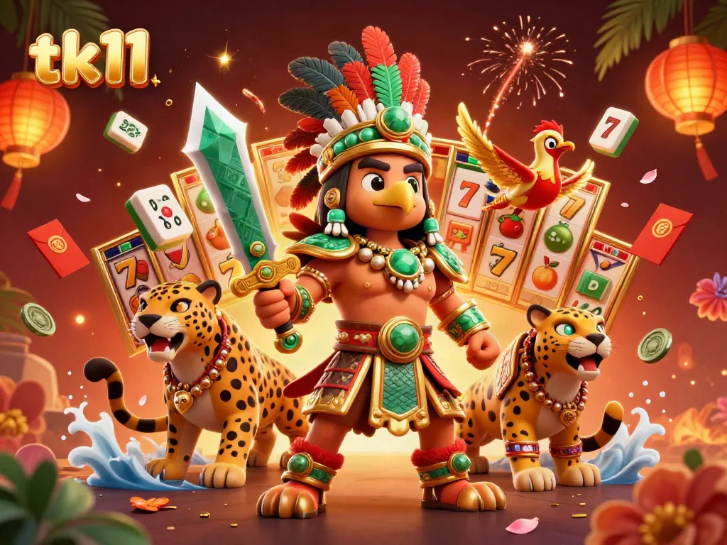Engage in vibrant slot gameplay with tk11 featuring dynamic Aztec warriors and rich gaming symbols.