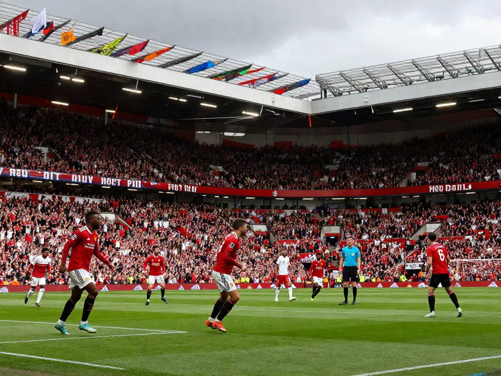 Intense atmosphere from the Manchester United vs Liverpool match showcasing fans and players in action.