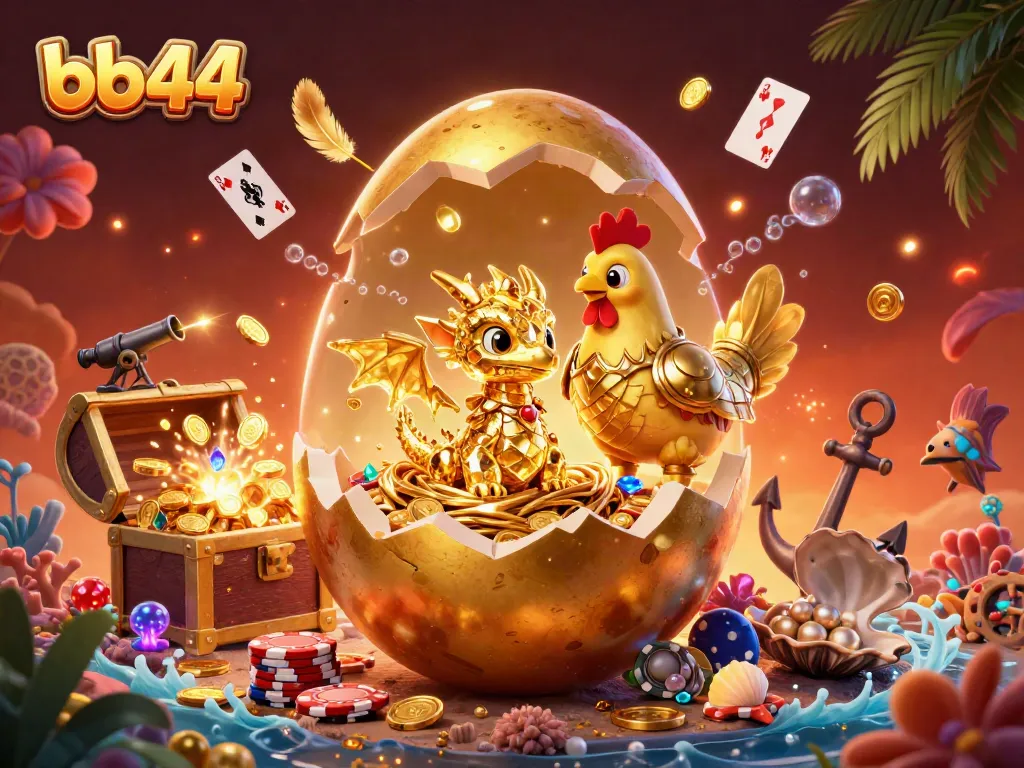 Experience thrilling wins at bb44 with our vibrant golden dragon and poker chip illustrations.