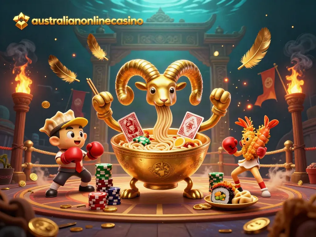 Engaging 3D illustration showcasing a vibrant scene of the australianonlinecasino universe, featuring dynamic characters and casino elements.